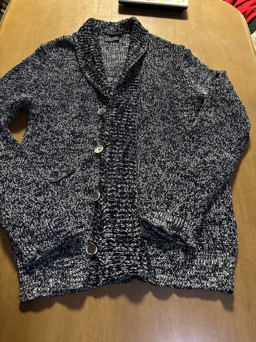 BARNEYS NEWYORK　㈱バーニーズジャパン日本製　綿100％　　春夏用/黒白へちま襟カーディガン