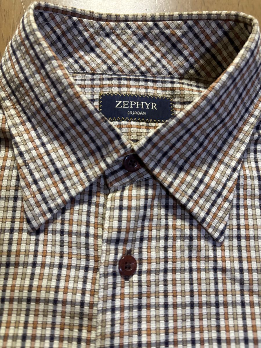 ZEPHYR　㈱ダーバン日本製　綿100％シアサッカー　薄ベージュ紺モスグリーン茶格子/レギュラー