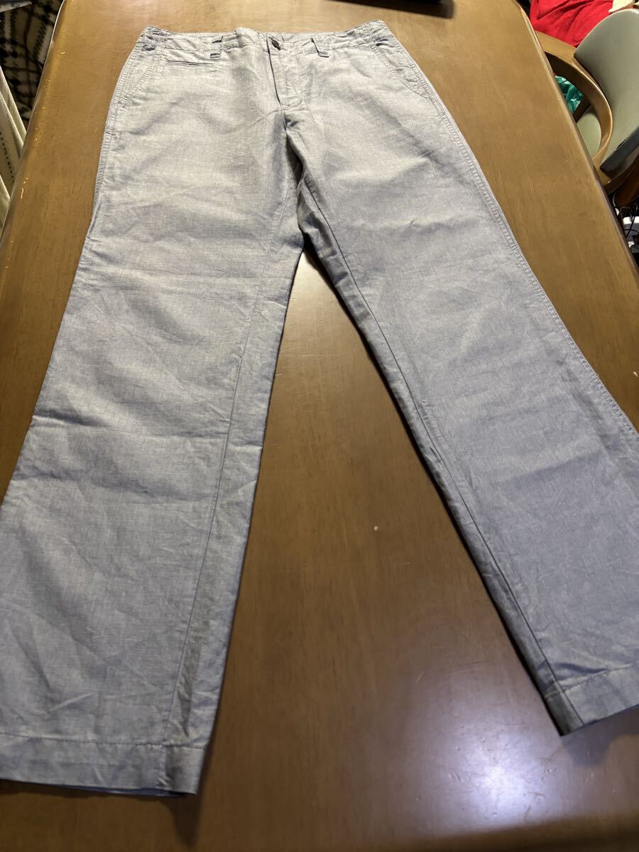 無印良品　㈱良品計画　麻55％綿45％混紡　ライト灰/ノータックトラウザーズ