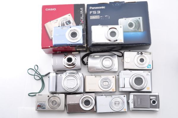 【デジカメ 12点】キャノン IXY / オリンパス μ / ニコン COOLPIX / カシオ EXILIM / パナソニック LUMIX 大量セット 動作未確認 ジャンク