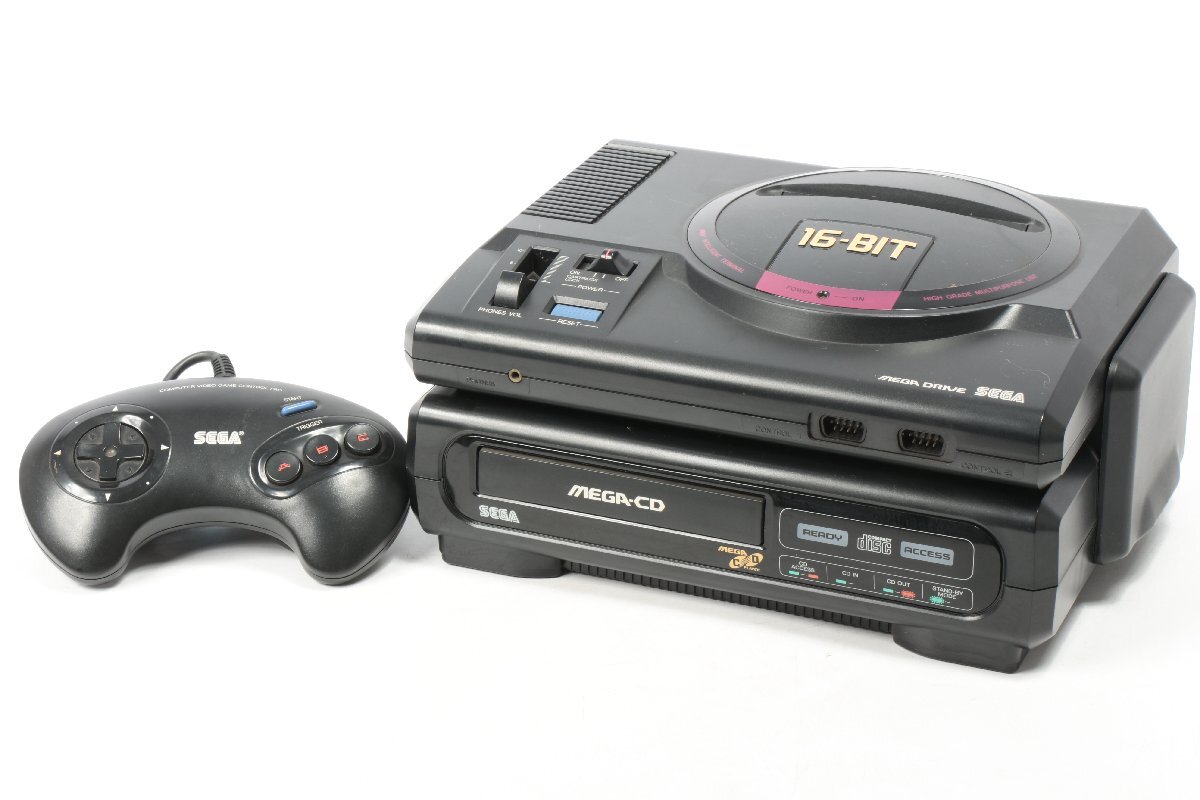 SEGA 〇 メガCD＋メガドライブ 本体2点セット バックアップRAMカートリッジ付き 〇 #7944