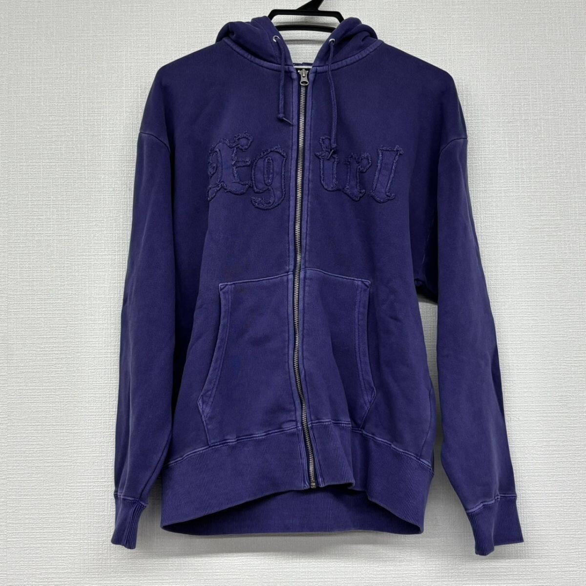 P340-Z22-1091 X-girl エックスガール ロゴ刺繍 ジップアップパーカー スウェット トップス 表記サイズM パープル 紫 レディース NB