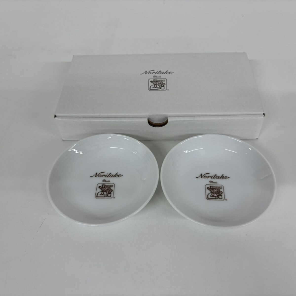 P337-SG8-1749 ◎ Noritake ノリタケ コメダ珈琲 コラボ 小皿 豆皿 2枚セット 食器 陶器 白 ホワイト 箱付き NB