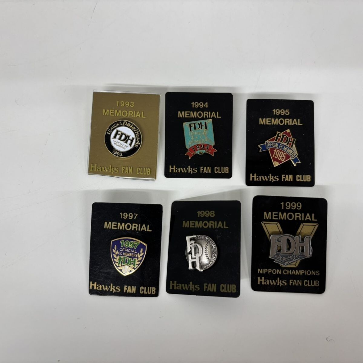 P305-Z22-1087 ★ 福岡ダイエーホークス メモリアルピンバッジ 6点セット Hawks 優勝記念 非売品 ファンクラブ限定 野球 記念バッジ NB