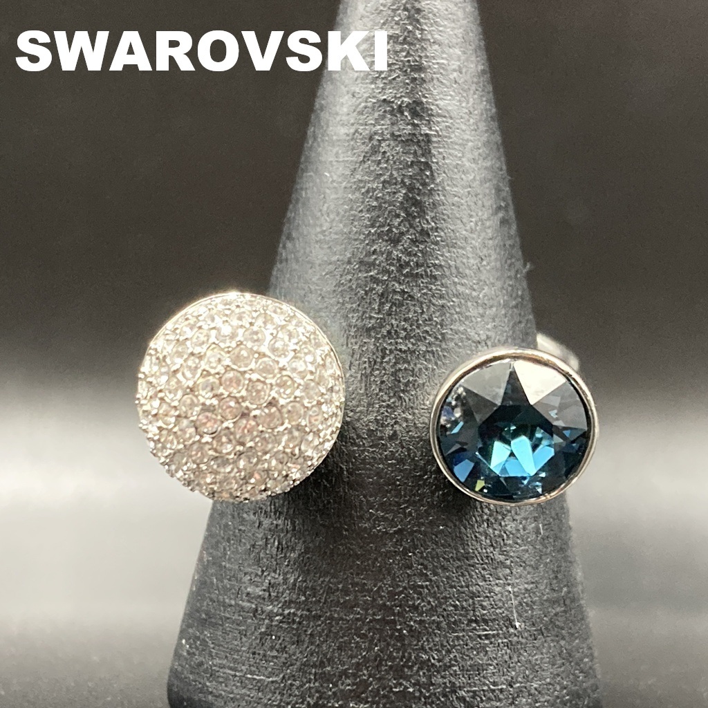 【人気】SWAROVSKI / スワロフスキー 指輪 リング　シルバー ブルー カラーストーン ラインストーン レディース アクセサリー/COB3-39