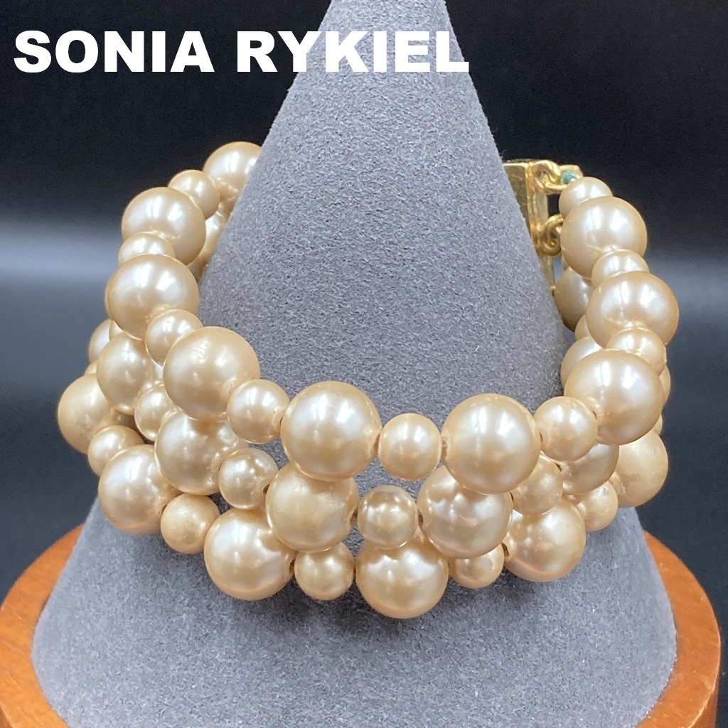 【人気】SONIA RYKIEL / ソニアリキエル ブレスレット ゴールド フェイクパール 3連 レディース アクセサリー/COB20-5