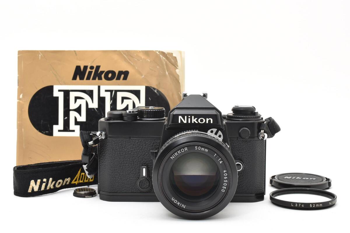 ニコンNikon FE Black 35mm Film Camera Ai Nikkor50mm f1.4 取説付＃2749790