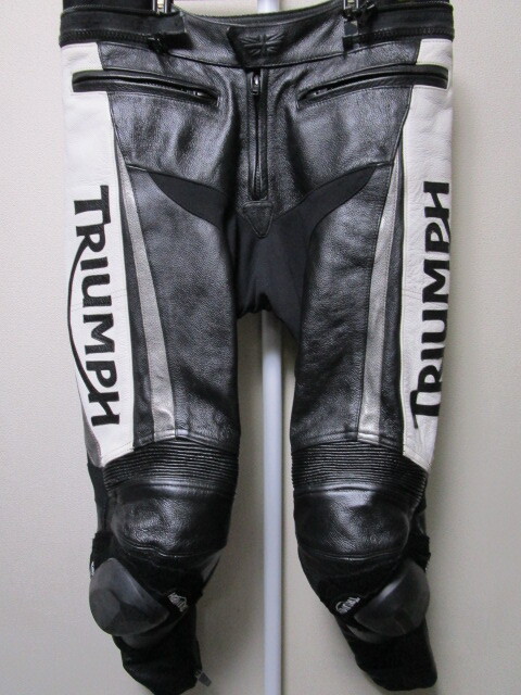 トライアンフ レザーライディングパンツ（TRIUMPHオフィシャル品本革製レザーパンツバンクセンサーバイカー革パンツ皮パンツ）