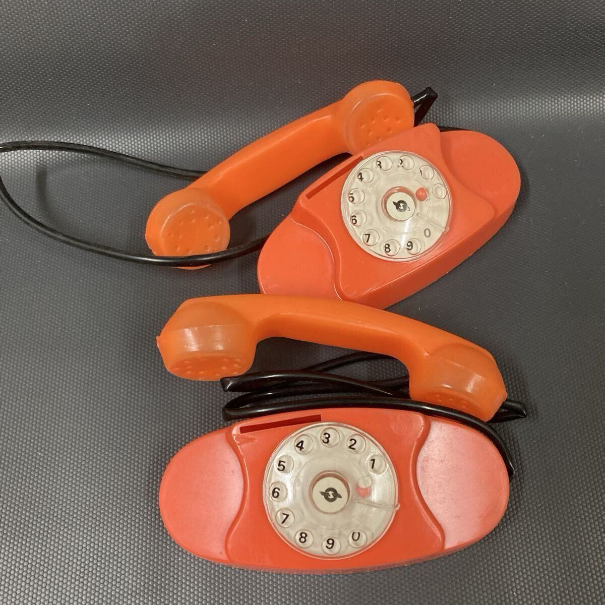 昭和レトロ ダイヤル式 電話機 貯金箱 2個 1960年代 当時物 デッドストック 駄菓子屋 珍品