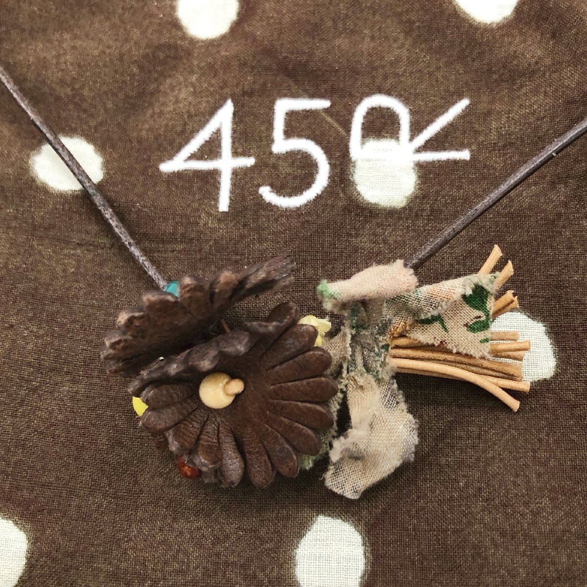 45R フォーティファイブアール レザー トンボ玉 ブーケフラワー ネックレス アクセサリー ビーズ オリエンタル