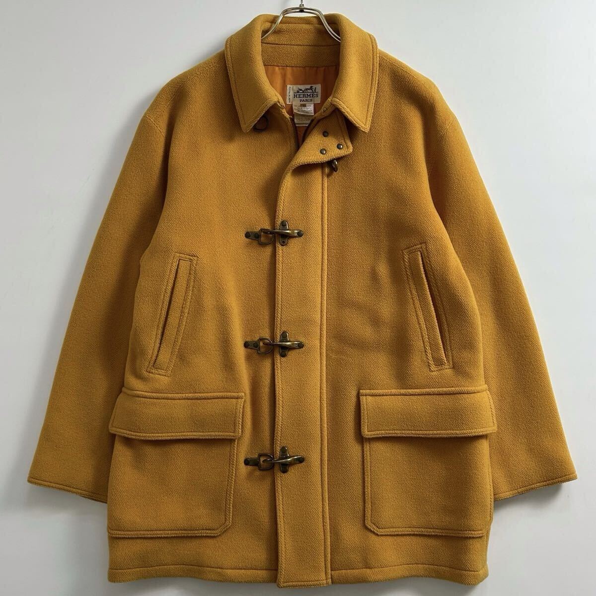 希少 HERMES エルメス ダッフルコート ファイヤーマンコート イエロー