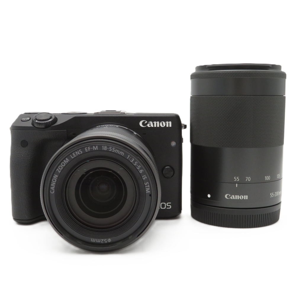 1円〜 Canon キヤノン EOS M3 ダブルレンズEVFキット ブラック ミラーレスカメラ 動作確認済