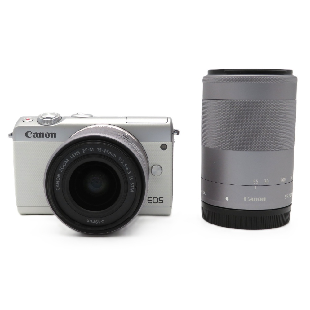 1円〜 Canon キヤノン EOS M100 ダブルレンズキット ホワイト ミラーレスカメラ 動作確認済