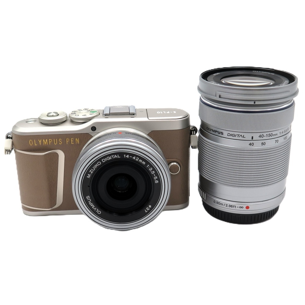 1円〜 OLYMPUS オリンパス PEN E-PL10 EZダブルズームキット ブラウンミラーレスカメラ 動作確認済
