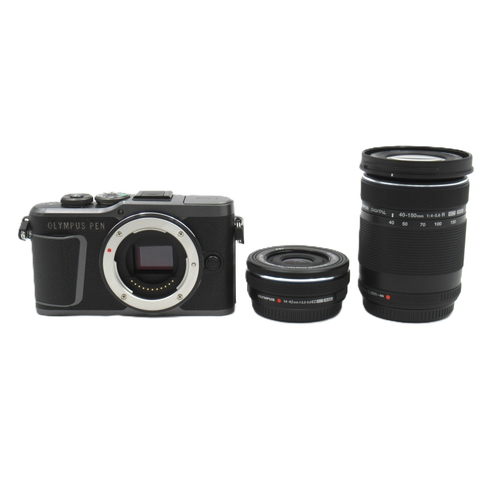 1円〜 OLYMPUS オリンパス PEN E-PL10 EZ ダブルズームキット ブラック ミラーレスカメラ 動作確認済