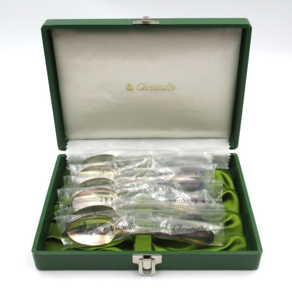 1円〜 Christofle クリストフル パール コーヒースプーン 計6点 箱付