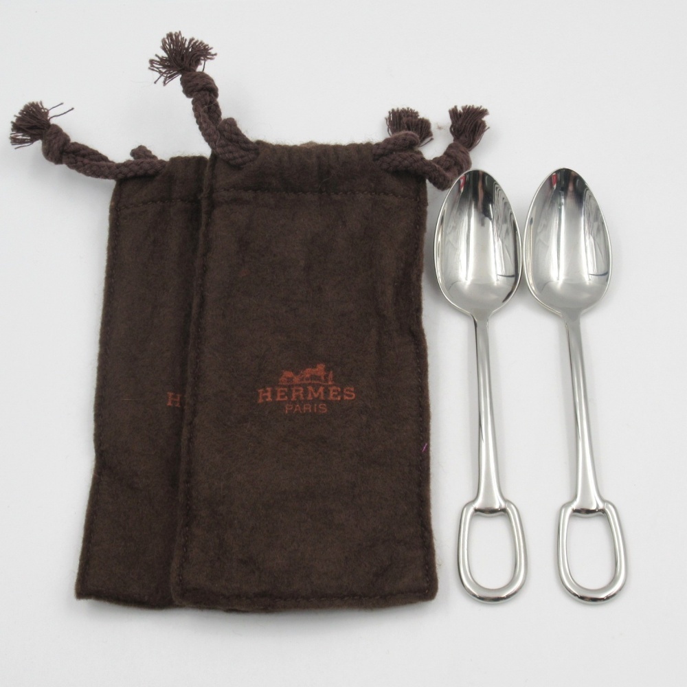 1円〜 HERMES エルメス アトラージュ ティースプーン 計2点 保存袋付