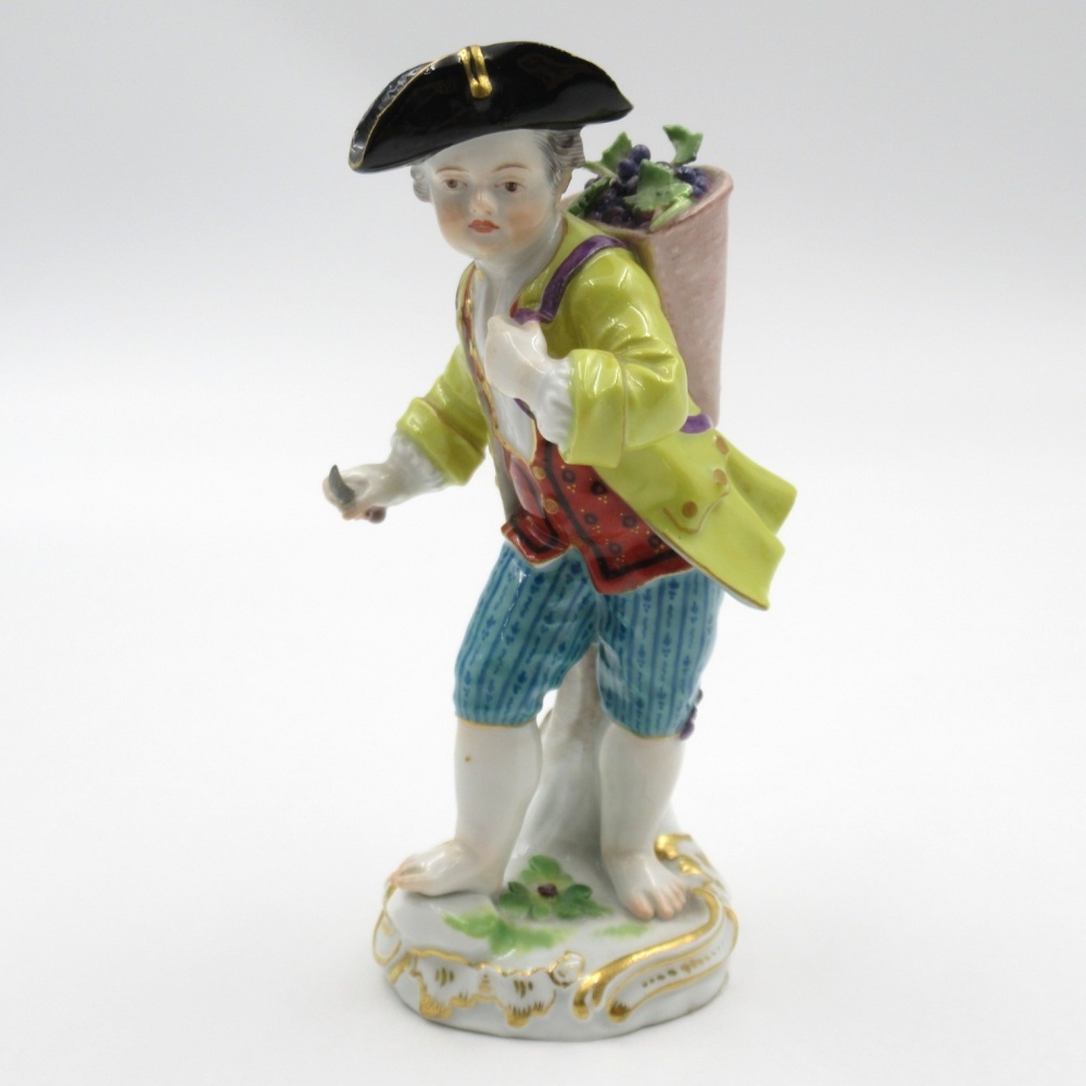 1円〜 Meissen マイセン 庭師の子供たち 葡萄かごを背負う少年 フィギュリン