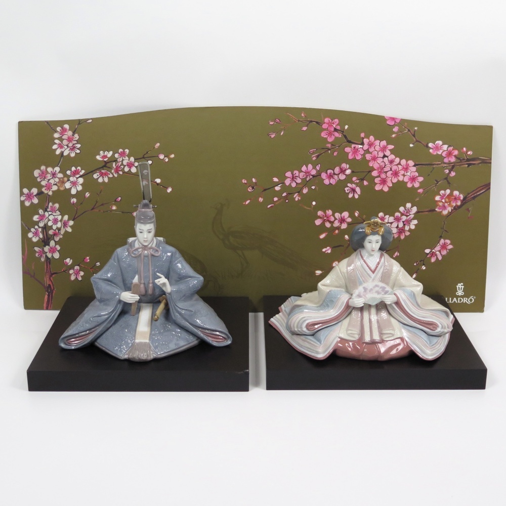 1円〜 Lladro リヤドロ 8050/8049 雛人形 親王 内親王 フィギュリン 屏風・台座・箱付 ※3個口発送※ ※同梱不可※