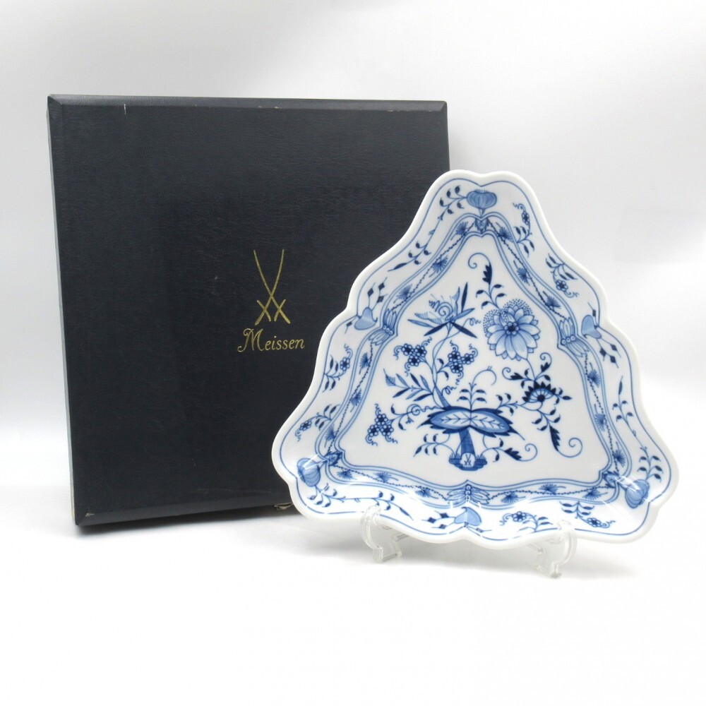 1円〜 Meissen マイセン ブルーオニオン トライアングルプレート 箱付