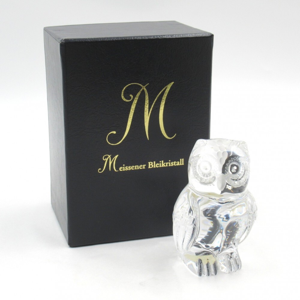 1円〜 Meissen Crystal マイセンクリスタル フクロウ フィギュリン 置物 箱付 ※同梱不可