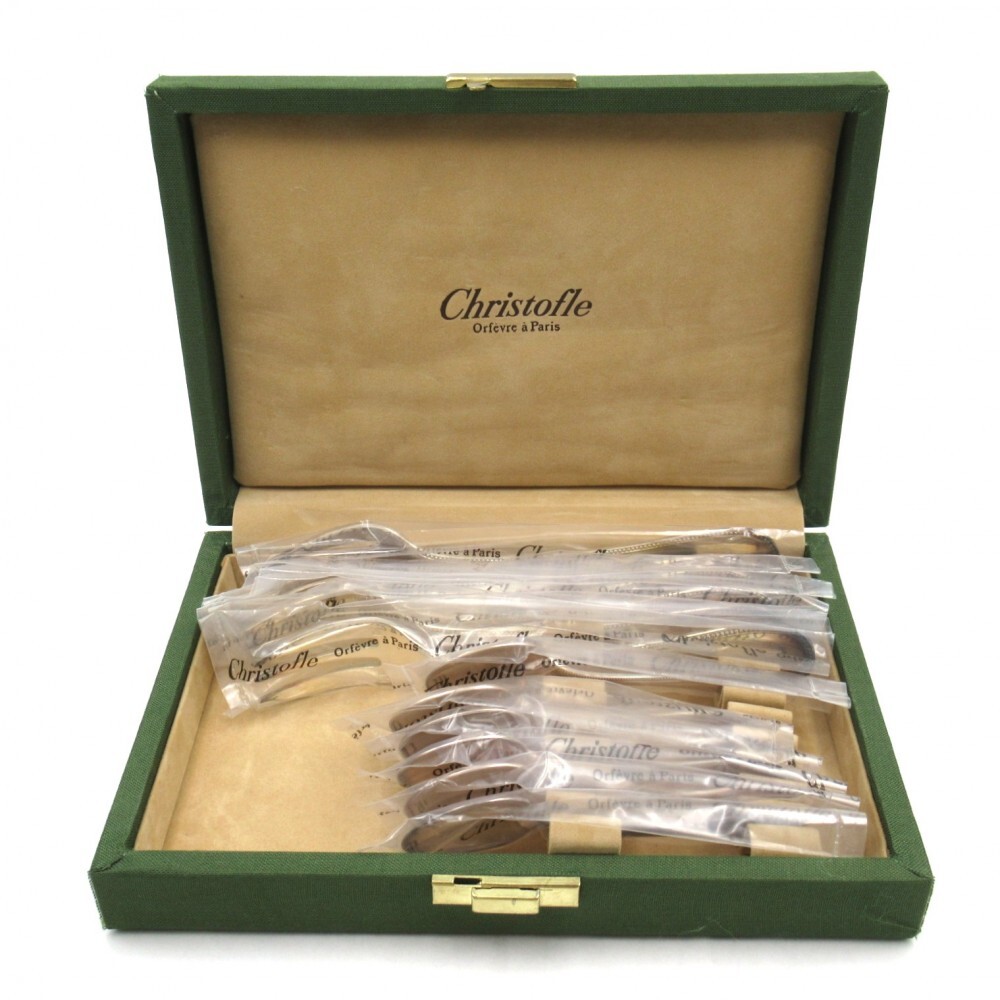 1円〜 未開封有 Christofle クリストフル パール ケーキフォーク/デミタススプーン 計12点 箱付