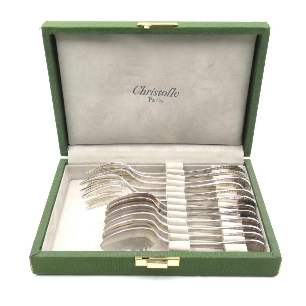 1円〜 Christofle クリストフル マルメゾン ケーキフォーク/コーヒースプーン 計12点 箱付