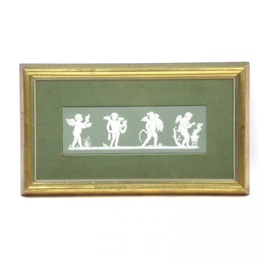 1円〜 Wedgwood ウェッジウッド ジャスパー グリーン 陶板画 プラーク