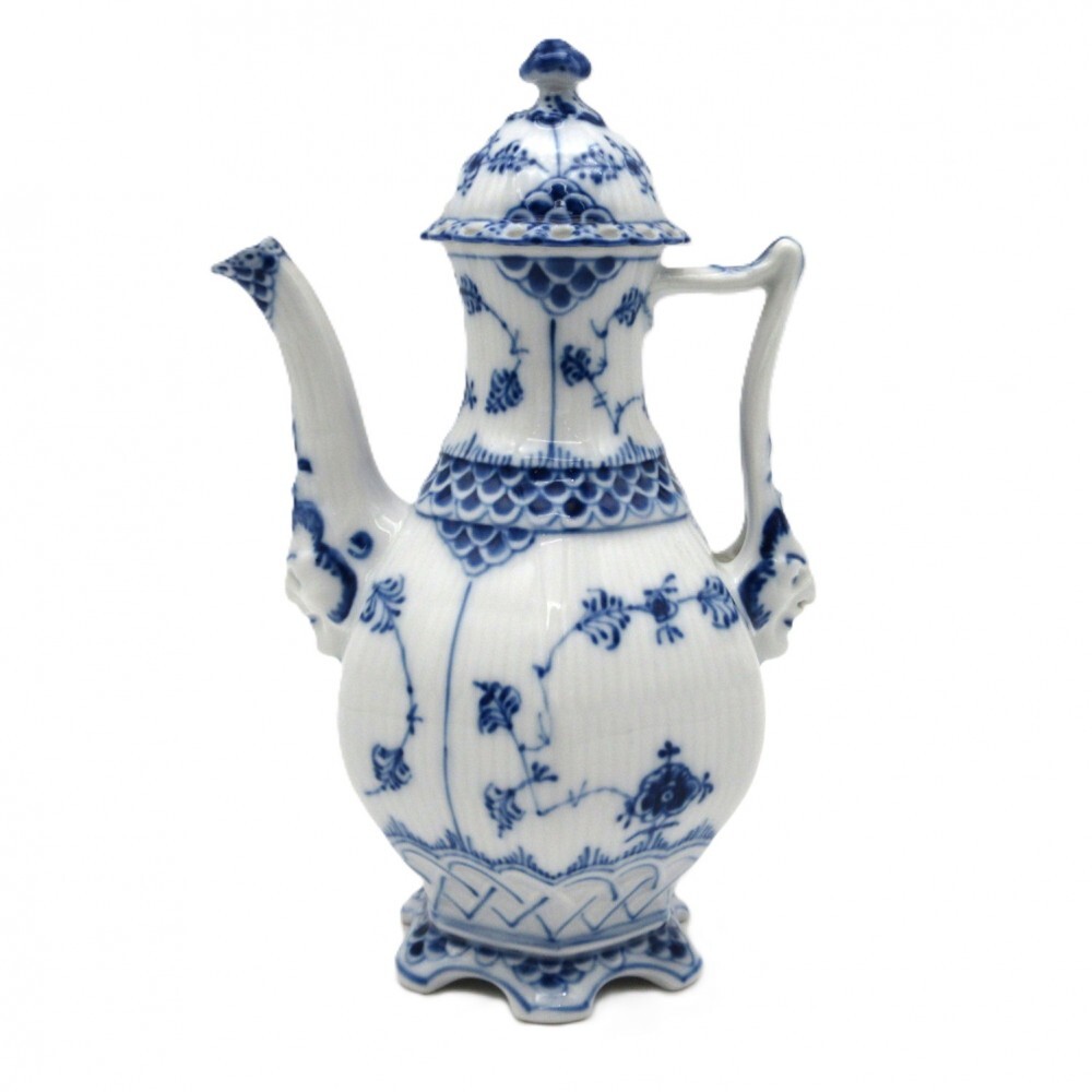 1円〜 Royal Copenhagen ロイヤルコペンハーゲン ブルーフルーテッド フルレース 顔付 コーヒーポット