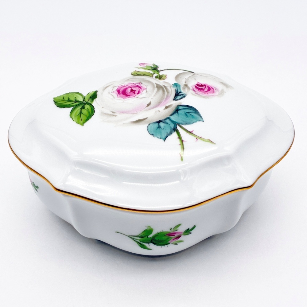 1円〜 Meissen マイセン 2003年限定 ローズエディション ホワイトローズ ボンボニエール 小物入れ