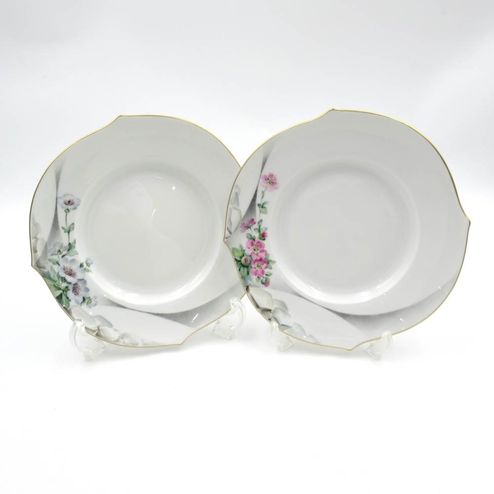 1円〜 Meissen マイセン アルペンフローラ プレート 約19.5cm プレート 計2点