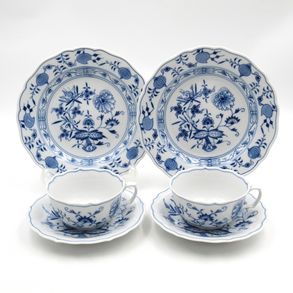 1円〜 Meissen マイセン ブルーオニオン カップ＆ソーサー/プレート 計6点 トリオ