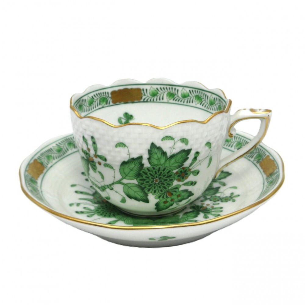 1円〜 HEREND ヘレンド インドの華(FV) モカ デミタスカップ＆ソーサー 1客 計2点