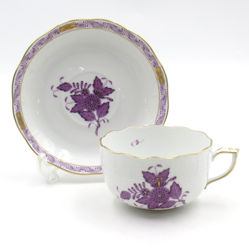 1円〜 HEREND ヘレンド アポニーライラック(AL) ティーカップ&ソーサー 1客 計2点