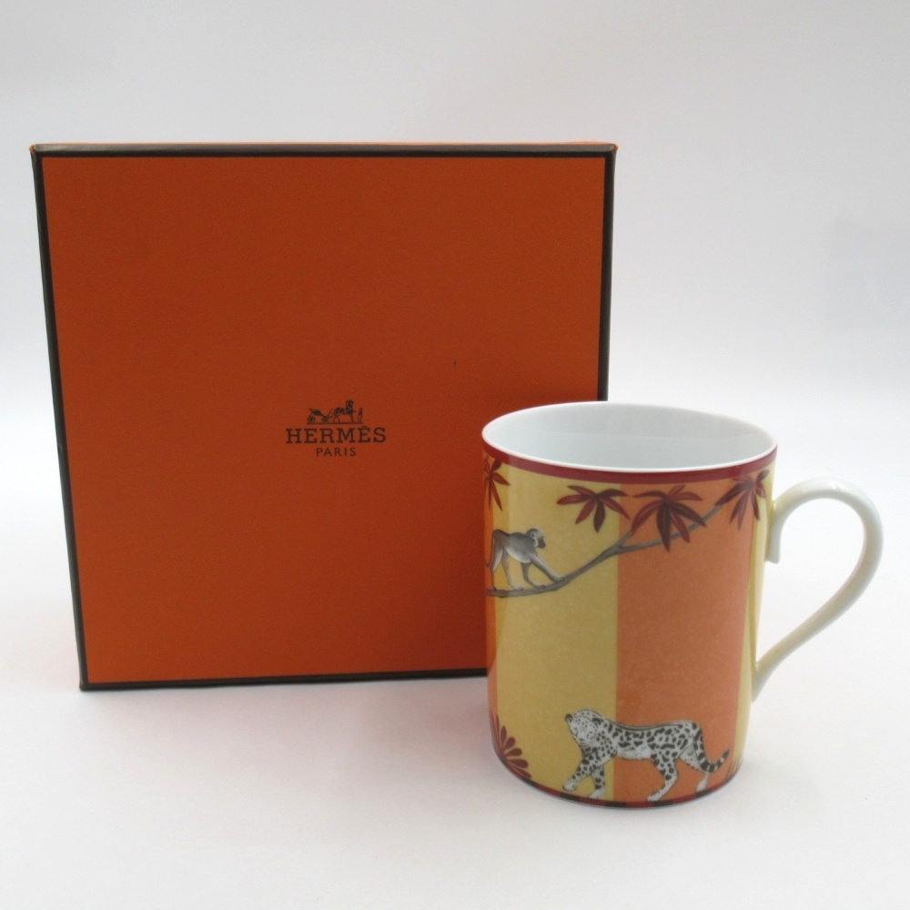 1円〜 HERMES エルメス アフリカ オレンジ マグカップ 箱付