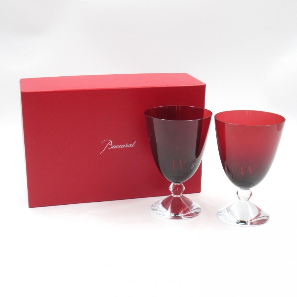 1円〜 Baccarat バカラ ベガ ウォーターゴブレット レッド 計2点 箱付