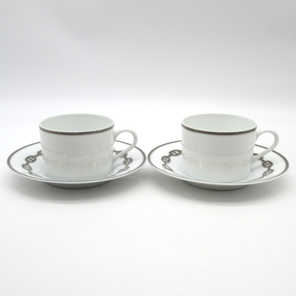 1円〜 HERMES エルメス シェーヌダンクル プラチナ カップ&ソーサー プラチナ 計4点