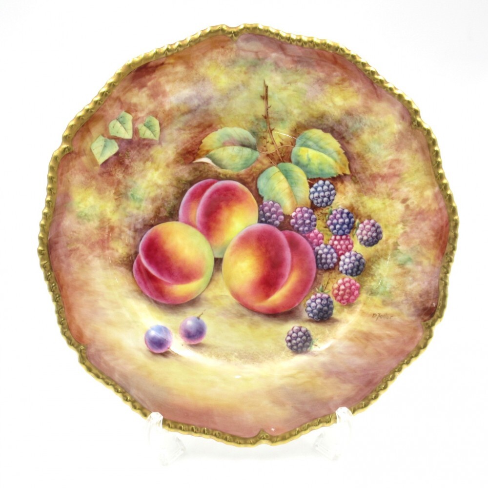 1円〜 1.Royal Worcester ロイヤルウースター オーチャードフルーツ ゴールド 約27cm プレート