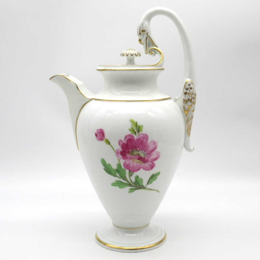 1円〜 Meissen マイセン ベーシックフラワー 一つ花 スワンネックハンドル コーヒーポット