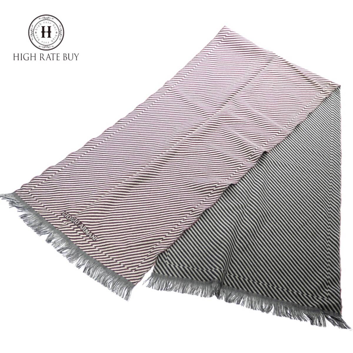 1円スタート 美品 GIORGIO ARMANI ジョルジオアルマーニ マフラー 防寒具 ダイアゴナルストライプ レジメンタルストライプ 服飾 小物