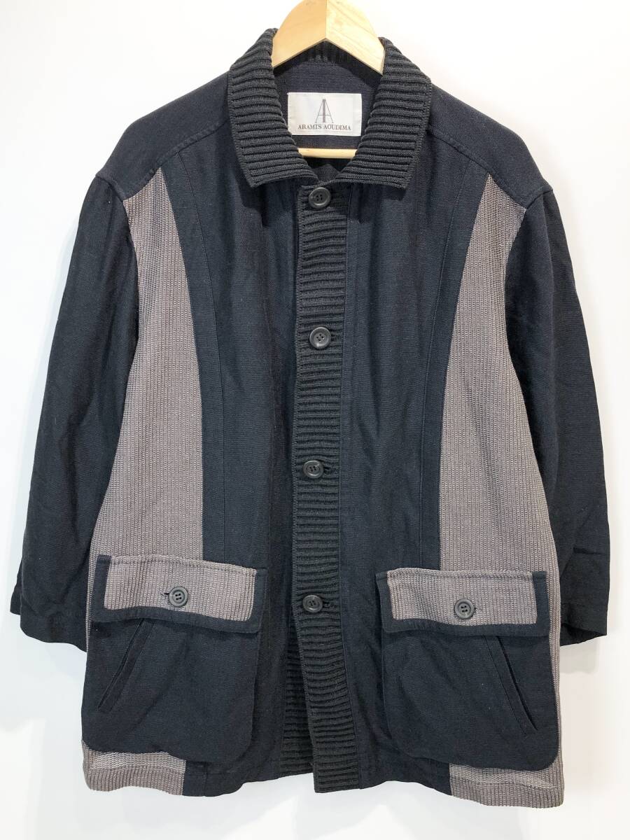 ARAMIS AOUDIMA 異素材切替 デザイン ジャケット ブラック×ブラウン 2152418 アラミス オーディマ 古着 ヴィンテージ オールド L■F0427