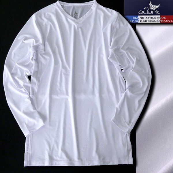 新品 クランク ゴルフウェア 抗菌防臭 Vネック 長袖 アンダーシャツ XL 白 【I43834】 CLUNK GOLF カットソー ストレッチ 吸水速乾
