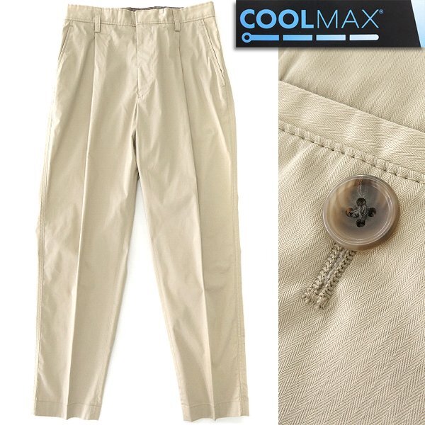 新品 ユニバーサルランゲージ COOLMAX タック テーパード パンツ M ベージュ 【P26270】 UNIVERSAL LANGUAGE 春夏 メンズ スラックス