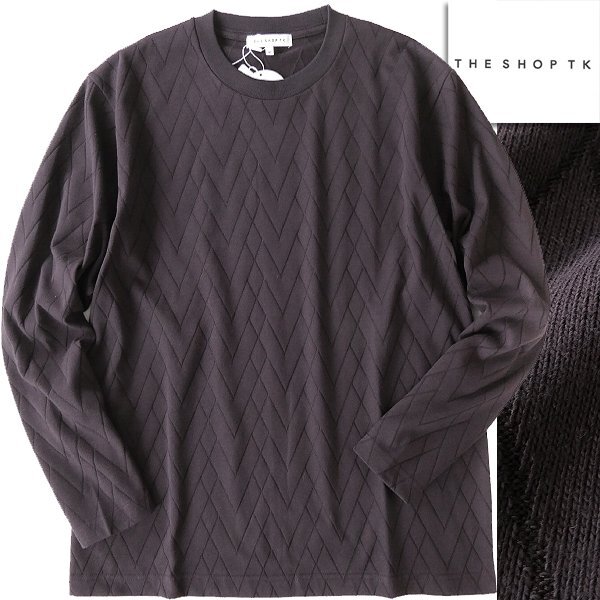 新品 タケオキクチ リンクス ジオメトリック クルーネック カットソー M 茶 【I41099】 THE SHOP TK メンズ Tシャツ 丸首 長袖 春夏
