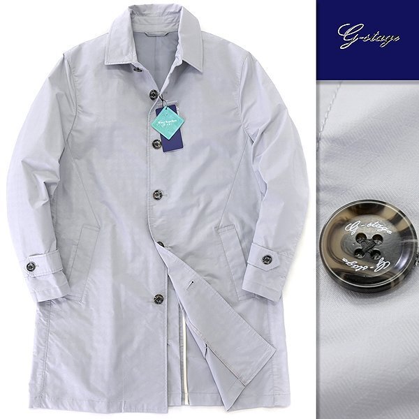 新品 ジーステージ 撥水 シャドー 千鳥柄 ステンカラー コート 50(XL) 灰 【3-30802_3_50】 春夏 G-stage スプリング ストレッチ グレー