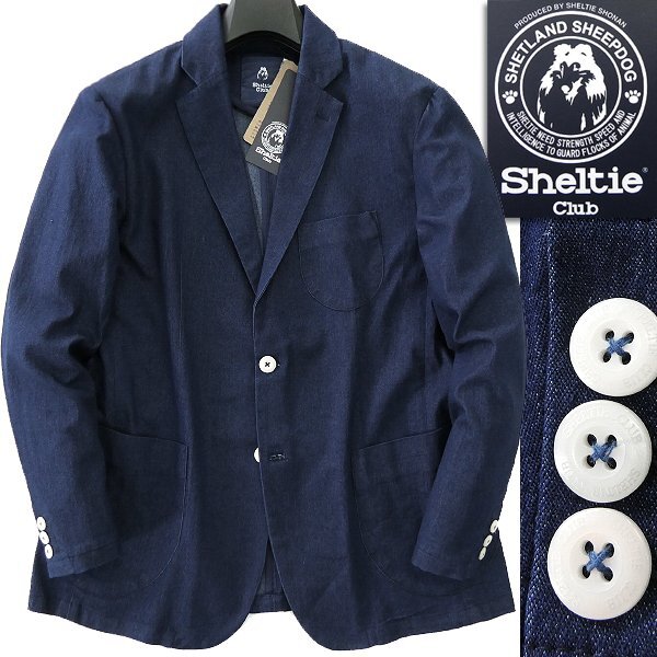 新品 シェルティークラブ ストレッチ デニム ジャケット L 紺 【SH1451100_78_L】 Sheltie Club ブレザー 春夏 メンズ