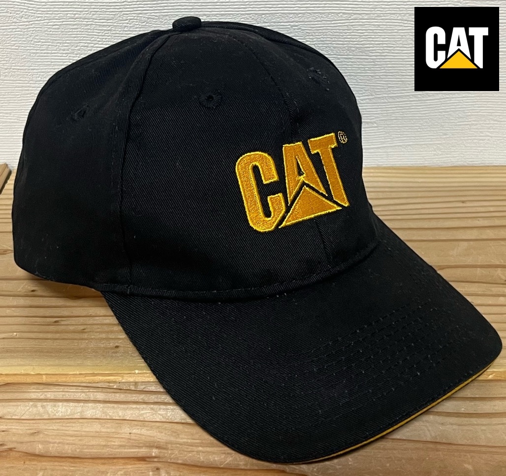 CAT CATERPILLAR キャップ ブラック 古着 キャタピラー 帽子