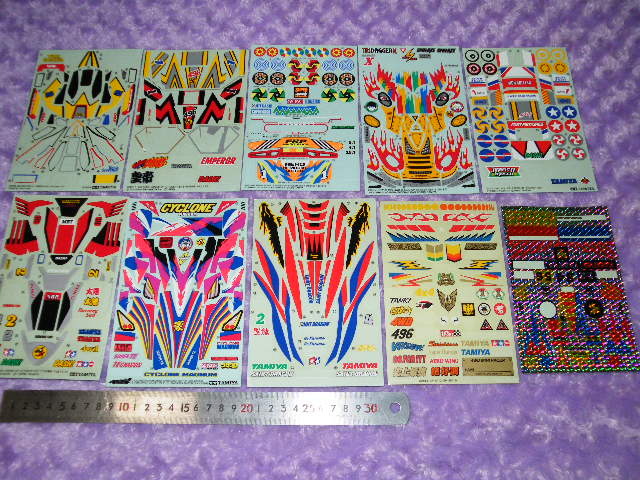 o品名o 当時物!一部は使用 保管品タミヤ レーサー ミニ四駆c 1988 1989 1995 1996年頃のステッカー デカール シール各種まとめ売りセット♪