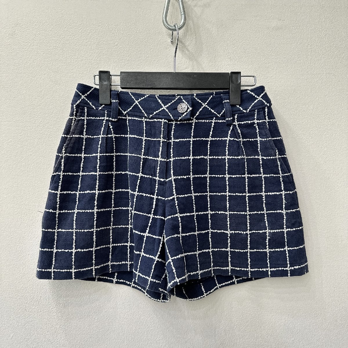 Callaway キャロウェイ ウィンドウペン 格子柄 ストレッチ ショートパンツ サイズ M /ネイビー×ホワイト レディース ゴルフウェア