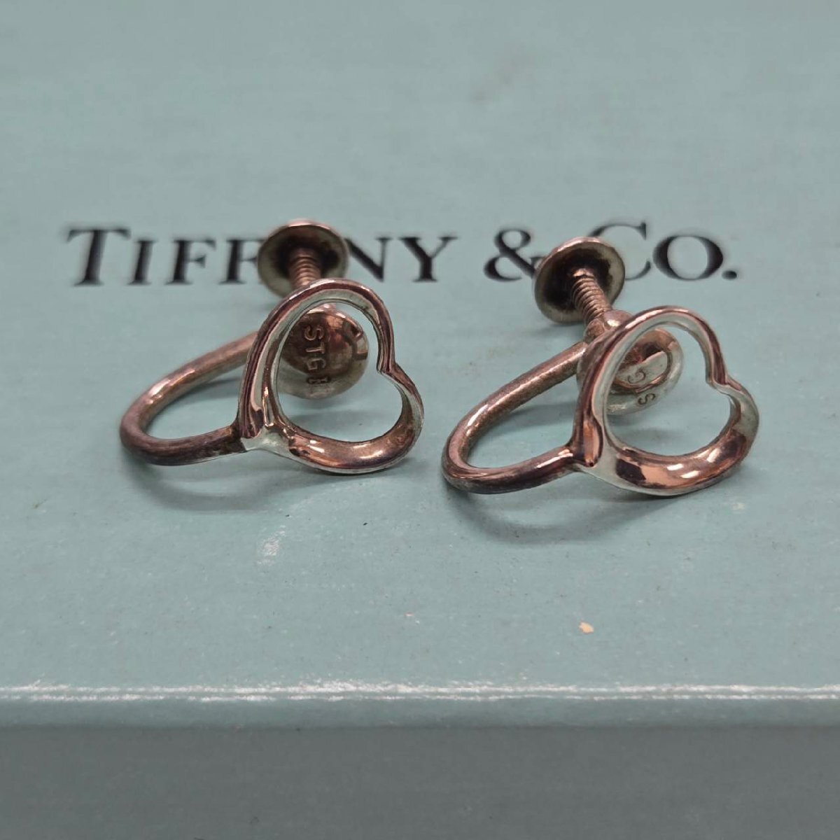 TIFFANY＆Co ティファニー オープンハート イヤリング ペレッティ 925 保存袋 箱付き シルバー アクセサリー ブランド小物